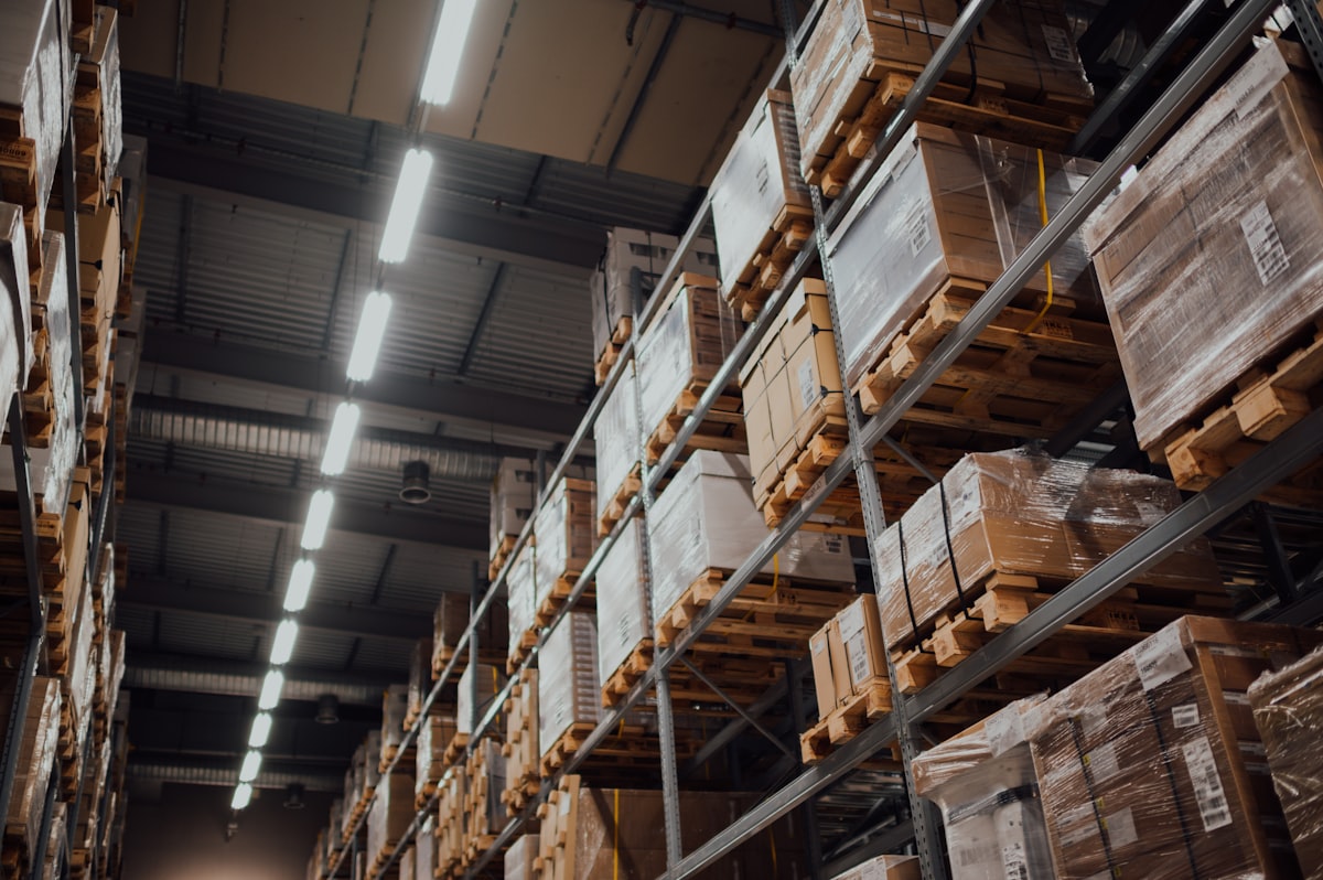 Neatly shelved packages ready to ship